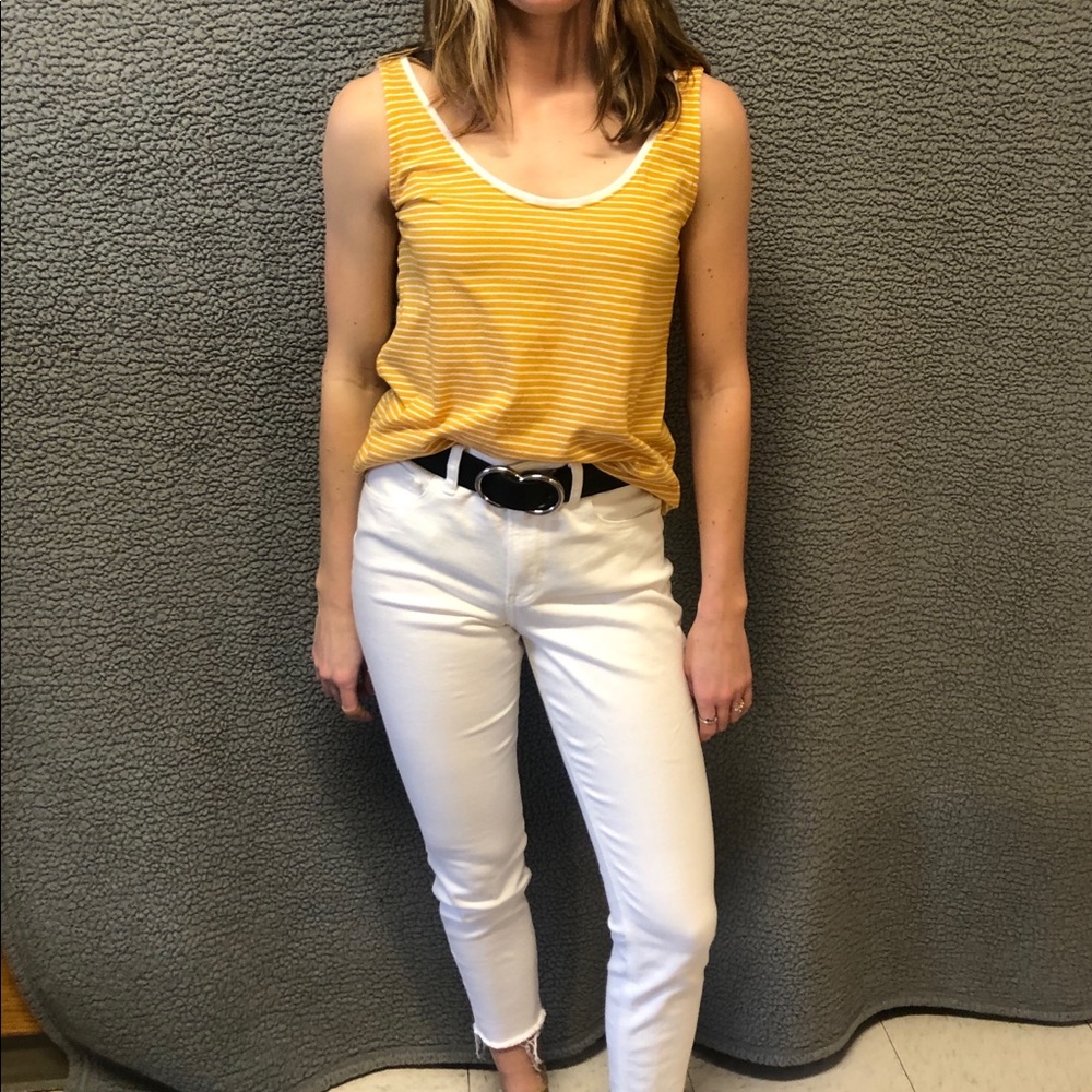 Yellow and white striped tanktop